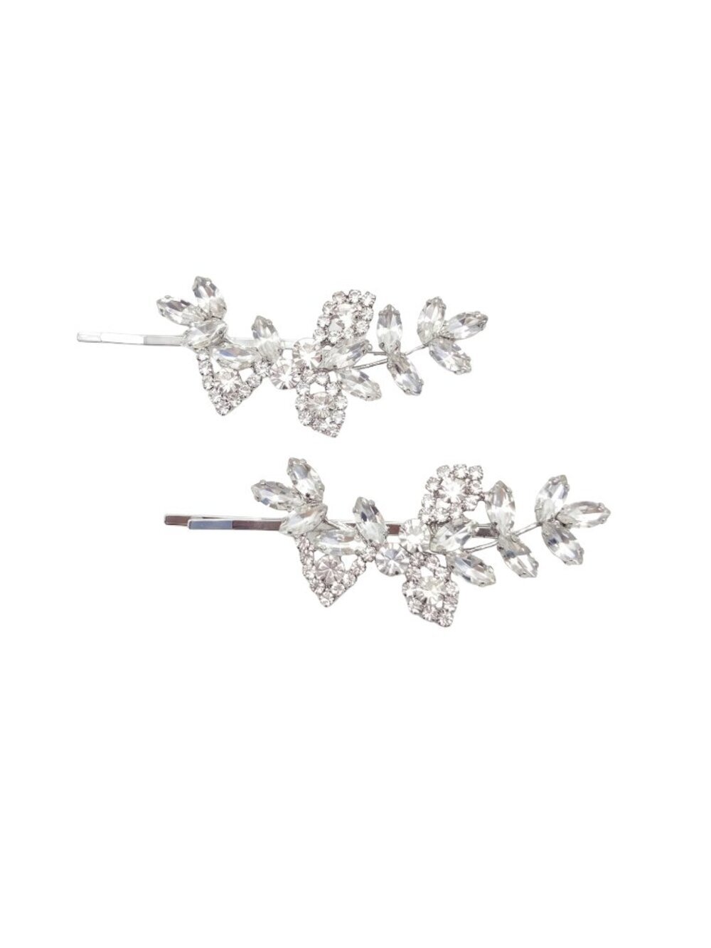 3/$20 NIP | Silver Floral Rhinestone Bobby Pin Hair Clip Set Crystal Wedding